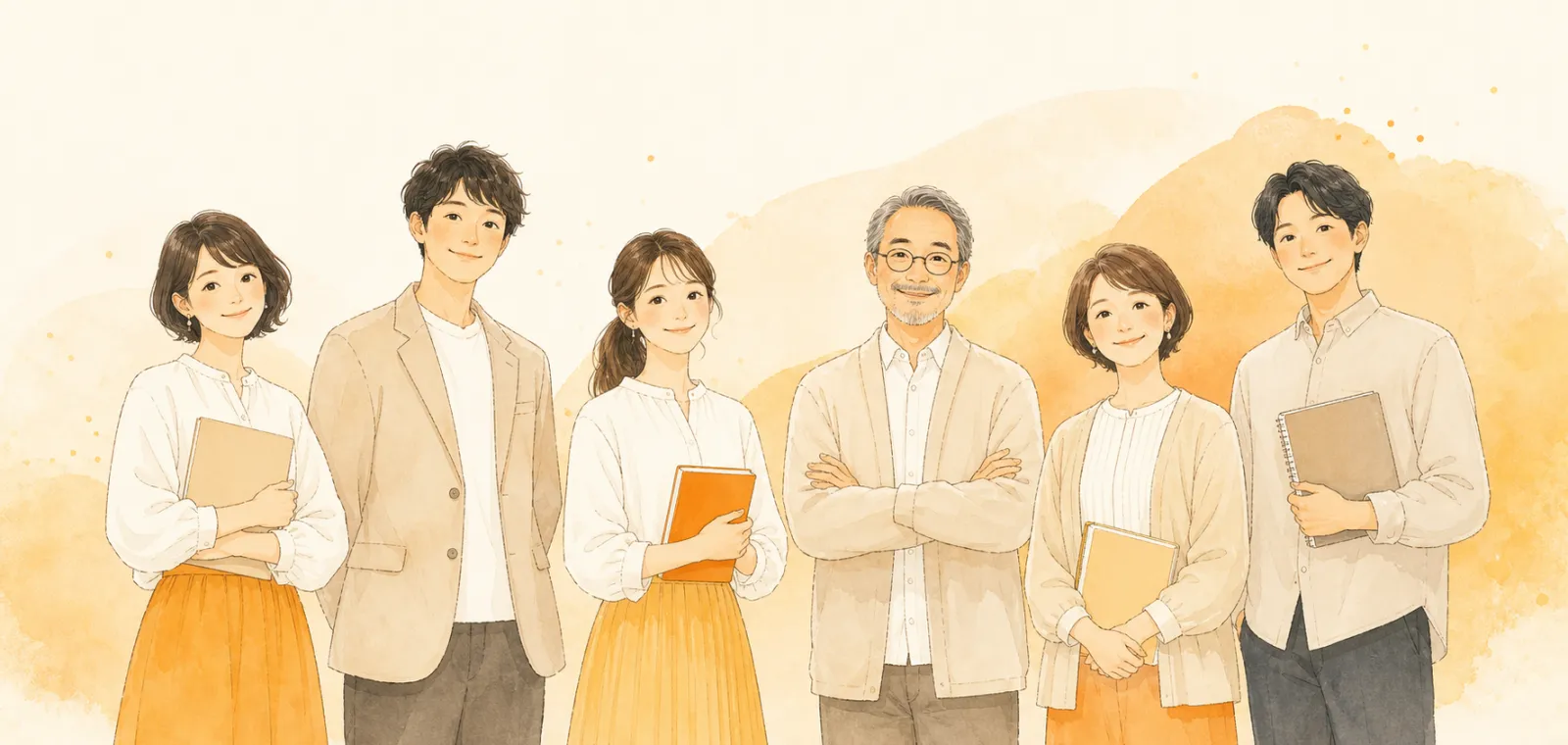 全国で活動する認定講師たちのイラスト(架空のサンプル)